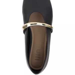 INC International Concepts Black and Gold Flats with Elegant Design
